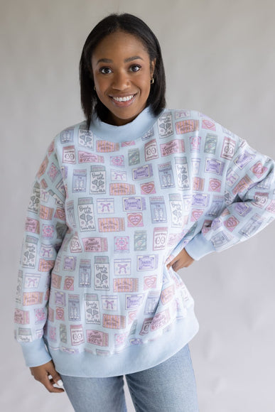 Matchbook High Neck Sweatshirt for Women in Blue