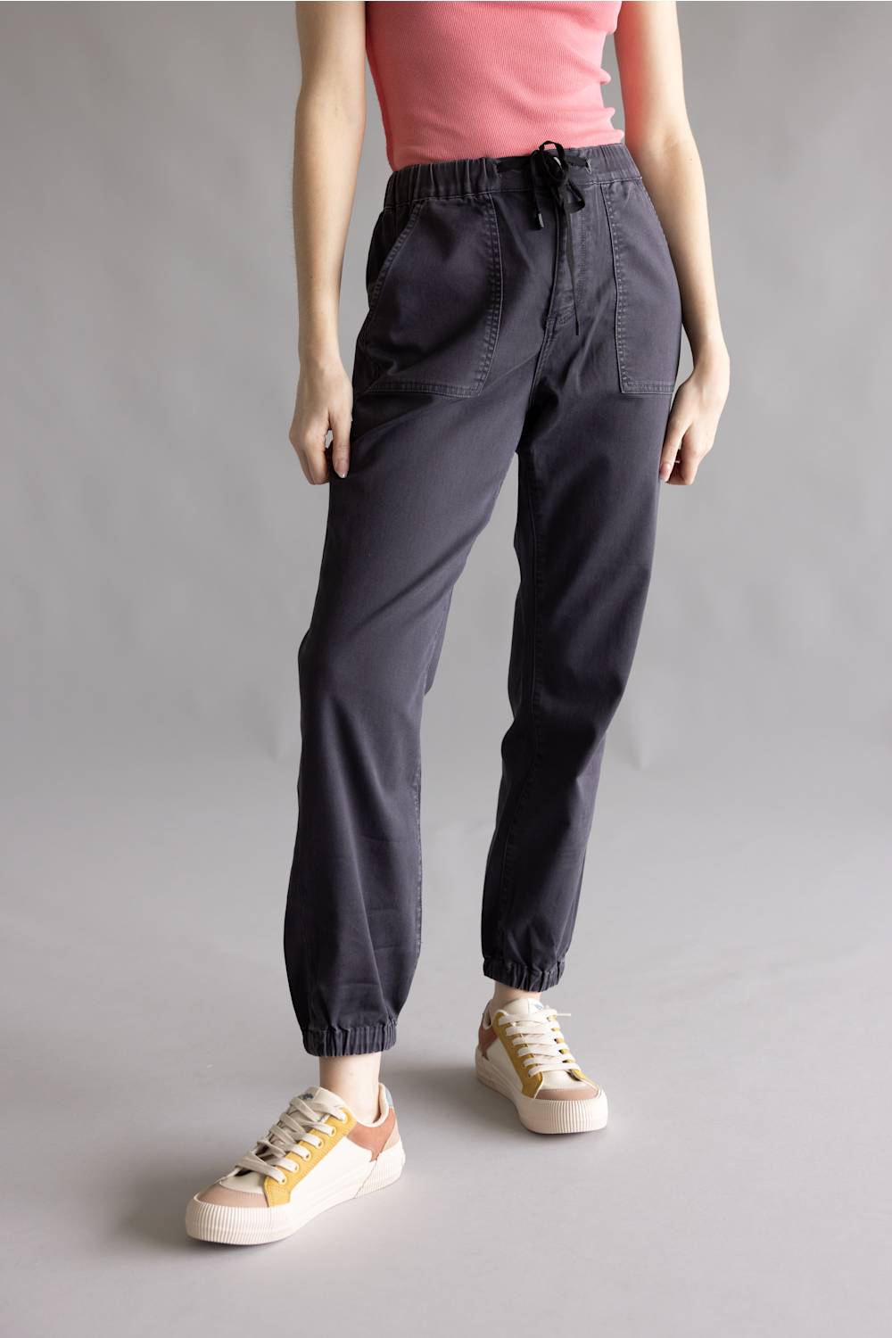 Mica Cropped Jogger Pants for Women in Black