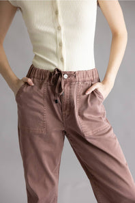 Mica Cropped Jogger Pants for Women in Brown