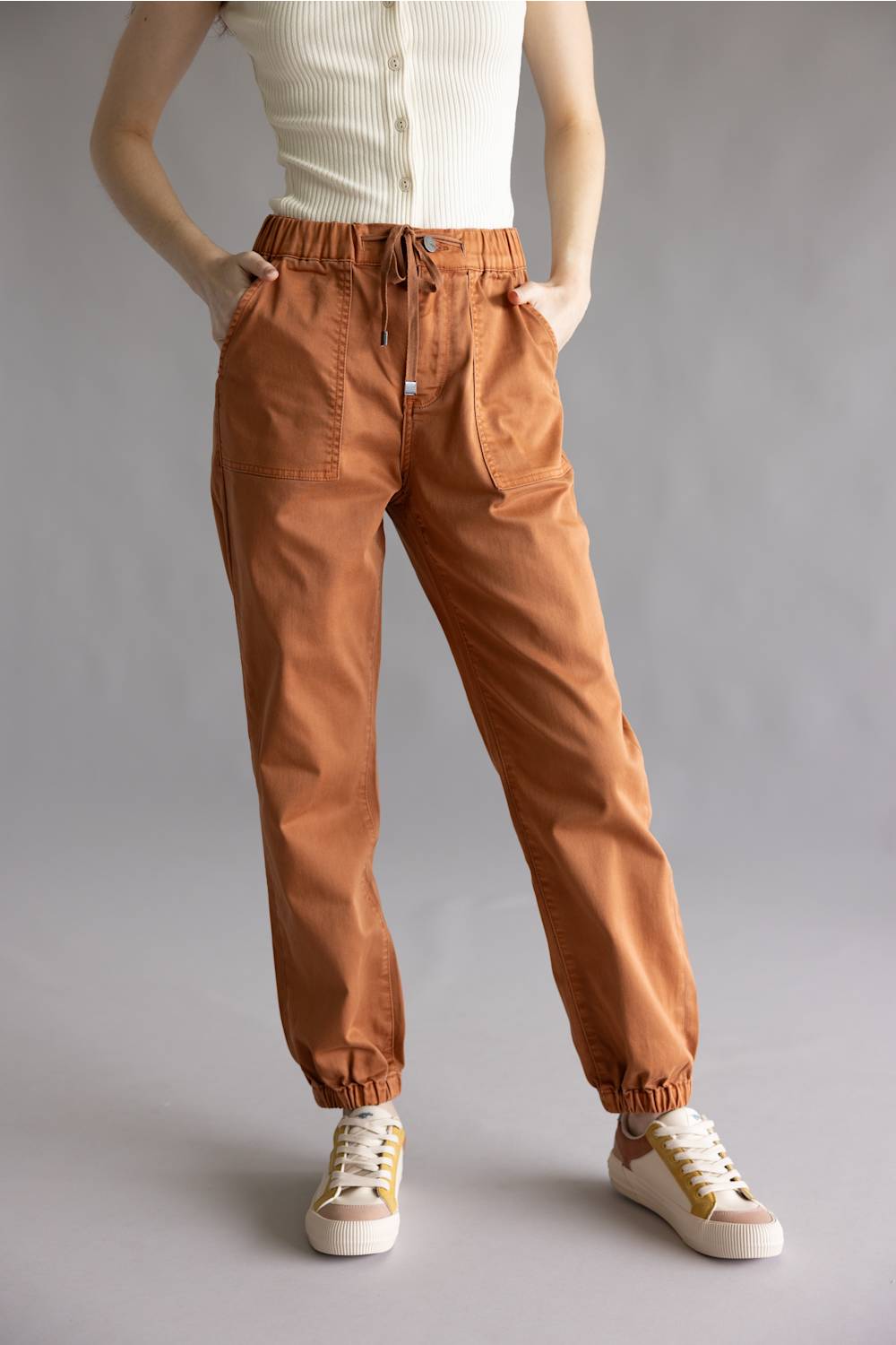 Mica Cropped Jogger Pants for Women in Clay