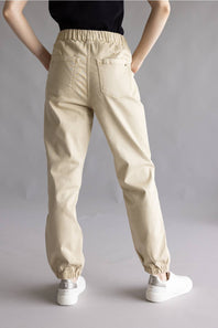 Mica Cropped Jogger Pants for Women in Tan