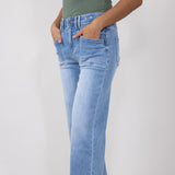 Mica High-Rise Light Wash Clean Cropped Wide Leg Jeans for Women