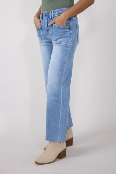 Mica High-Rise Light Wash Clean Cropped Wide Leg Jeans for Women