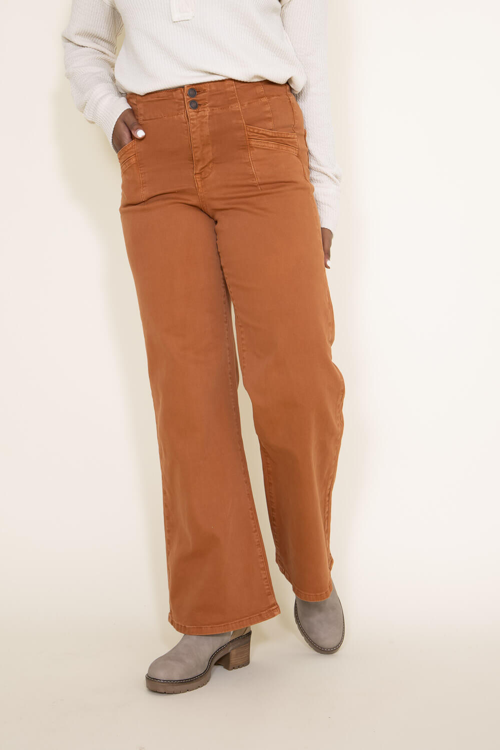 Mica High Rise Wide Leg Jeans for Women in Rustic Orange | MDP-W506CM ...