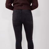 Mica High Rise Distressed Ankle Skinny Jeans for Women in Black