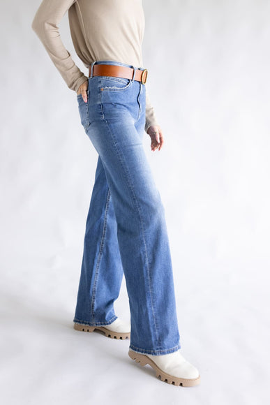 Mica High-Rise Medium Wash Clean Wide Leg Jeans for Women