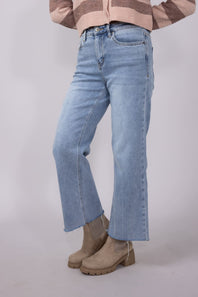 Mica High Rise Wide Leg Raw Hem Jeans for Women