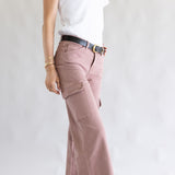 Mica Mid Rise Wide Leg Cargo Jeans for Women in Mauve