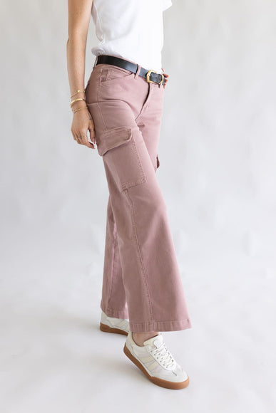 Mica Mid Rise Wide Leg Cargo Jeans for Women in Mauve