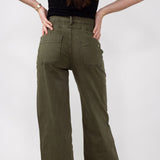 Mica Super High Waisted with Double Waistband Wide Leg Pants for Women in Fern Green
