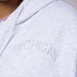 1897 Active Michigan Embroidered Half Zip Hoodie for Women in Grey