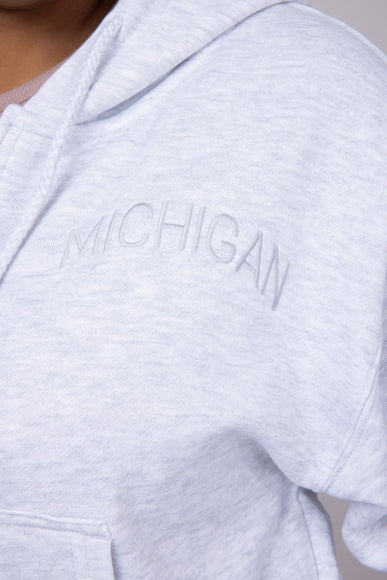 1897 Active Michigan Embroidered Half Zip Hoodie for Women in Grey