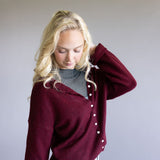 Mimosa Classic Lightweight Cardigan Top for Women in Burgundy