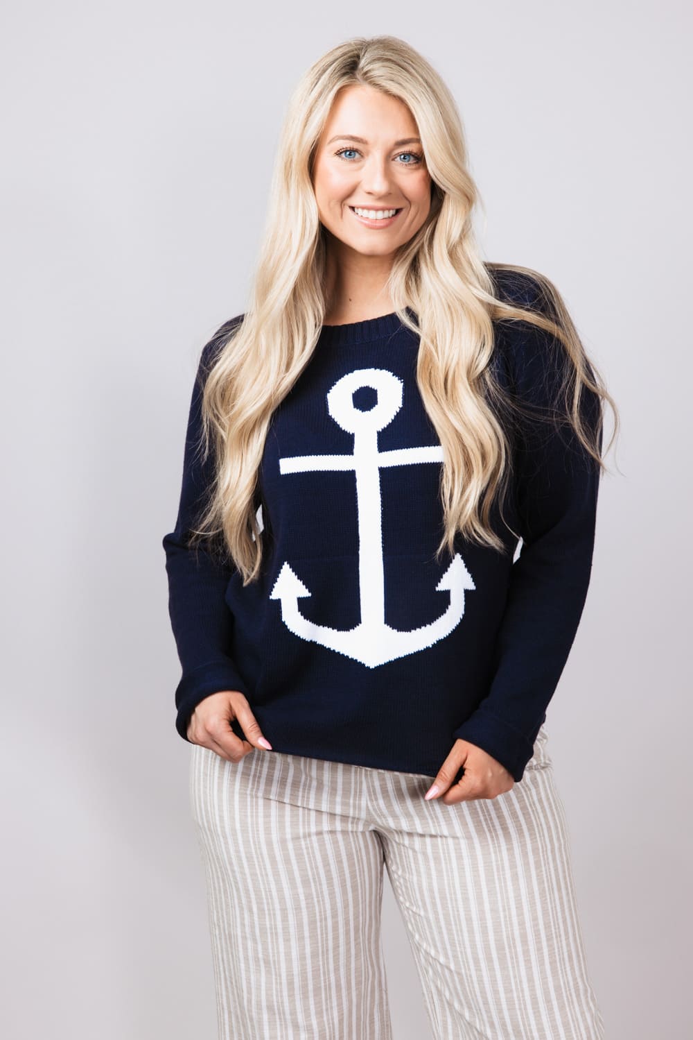 Miracle Anchor Lightweight Sweater for Women in Navy