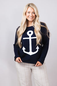 Miracle Anchor Lightweight Sweater for Women in Navy