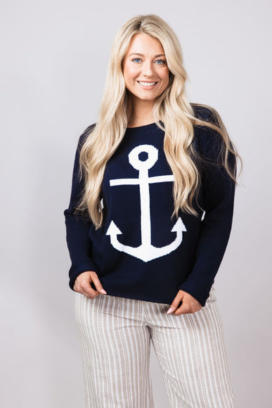 Miracle Anchor Lightweight Sweater for Women in Navy