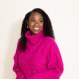 Miracle Clothing Braid Knit Turtleneck Cropped Sweater for Women in Pink