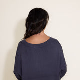 Miracle Clothing Knit American Flag Sweater for Women in Navy