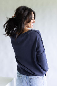 Miracle Knit American Flag Sweater for Women in Navy