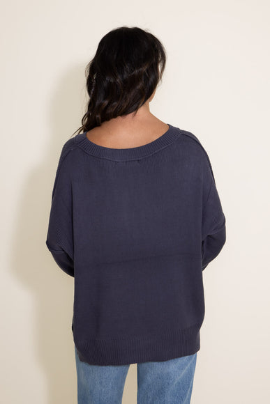 Miracle Clothing Knit American Flag Sweater for Women in Navy