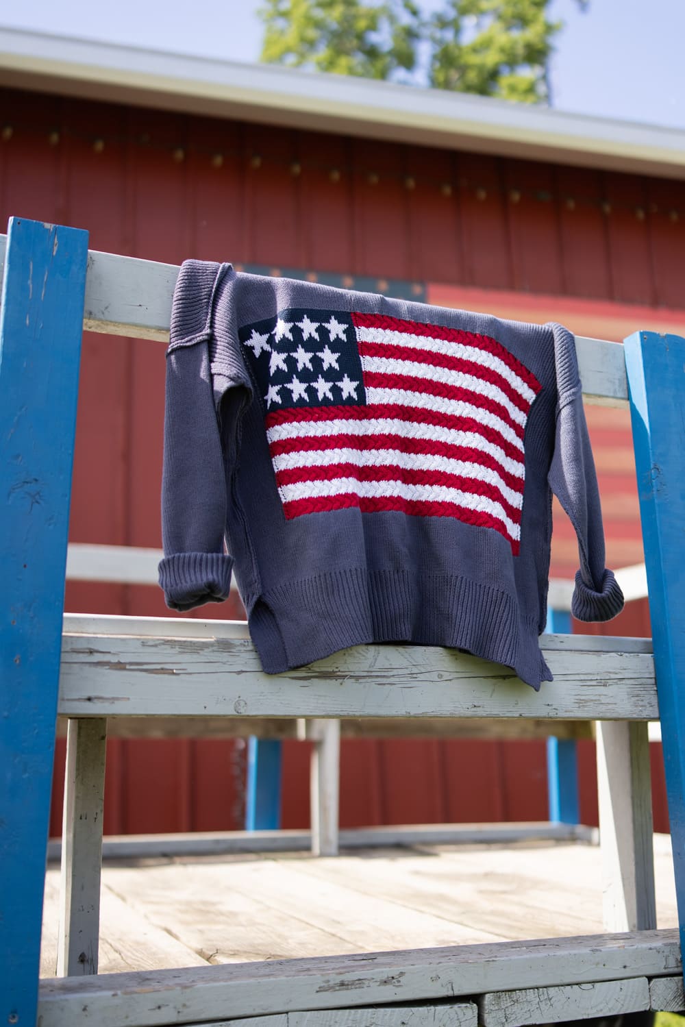 Miracle Knit American Flag Sweater for Women in Navy