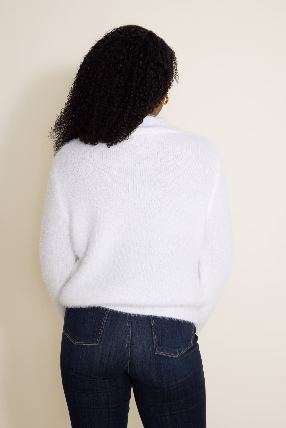 Miracle Clothing Mock Neck Eyelash Sweater for Women in White | W2306 ...