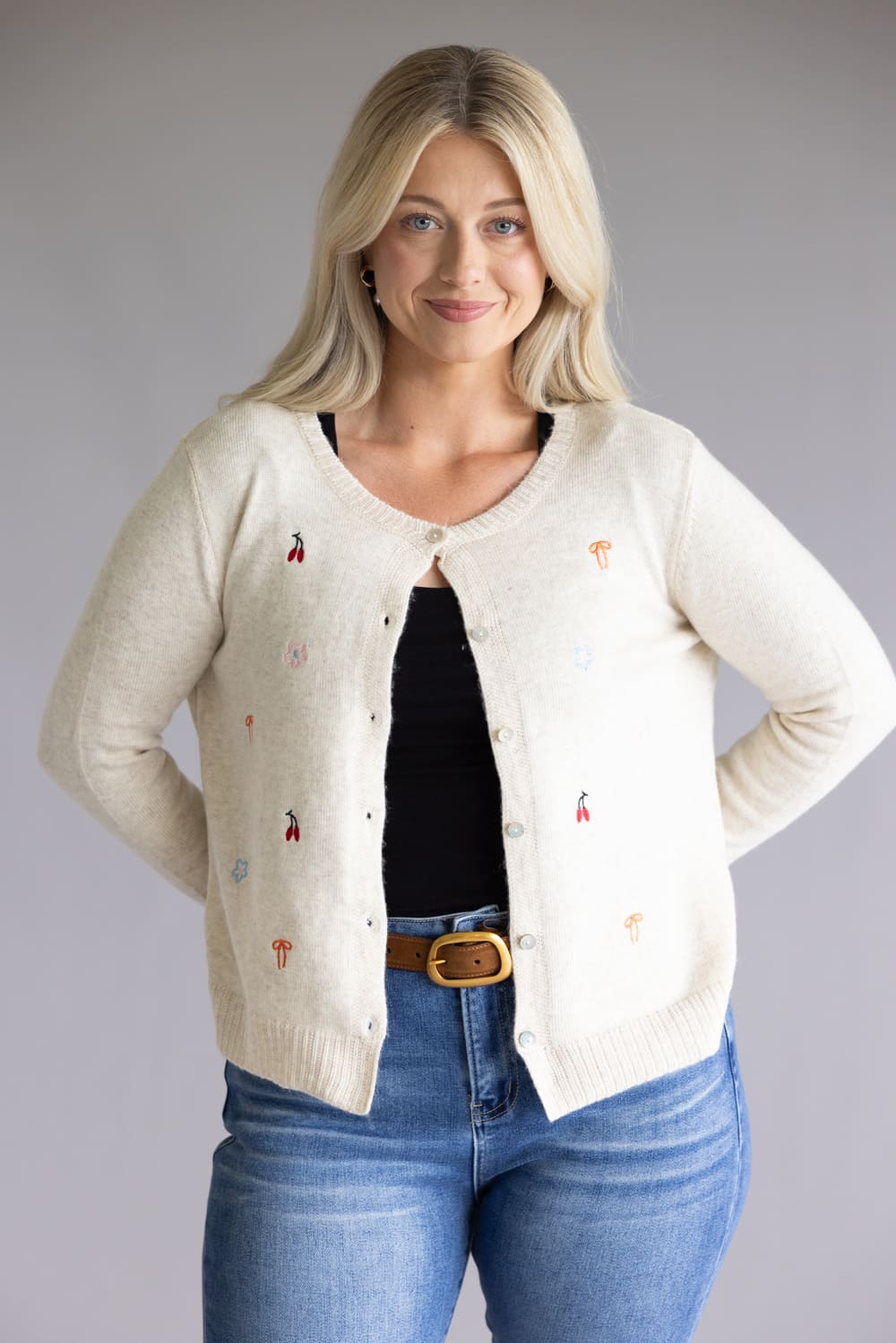 Miracle Embroidered Details Cardigan for Women in Cream