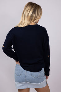 Miracle Embroidered Star Sweater for Women in Navy