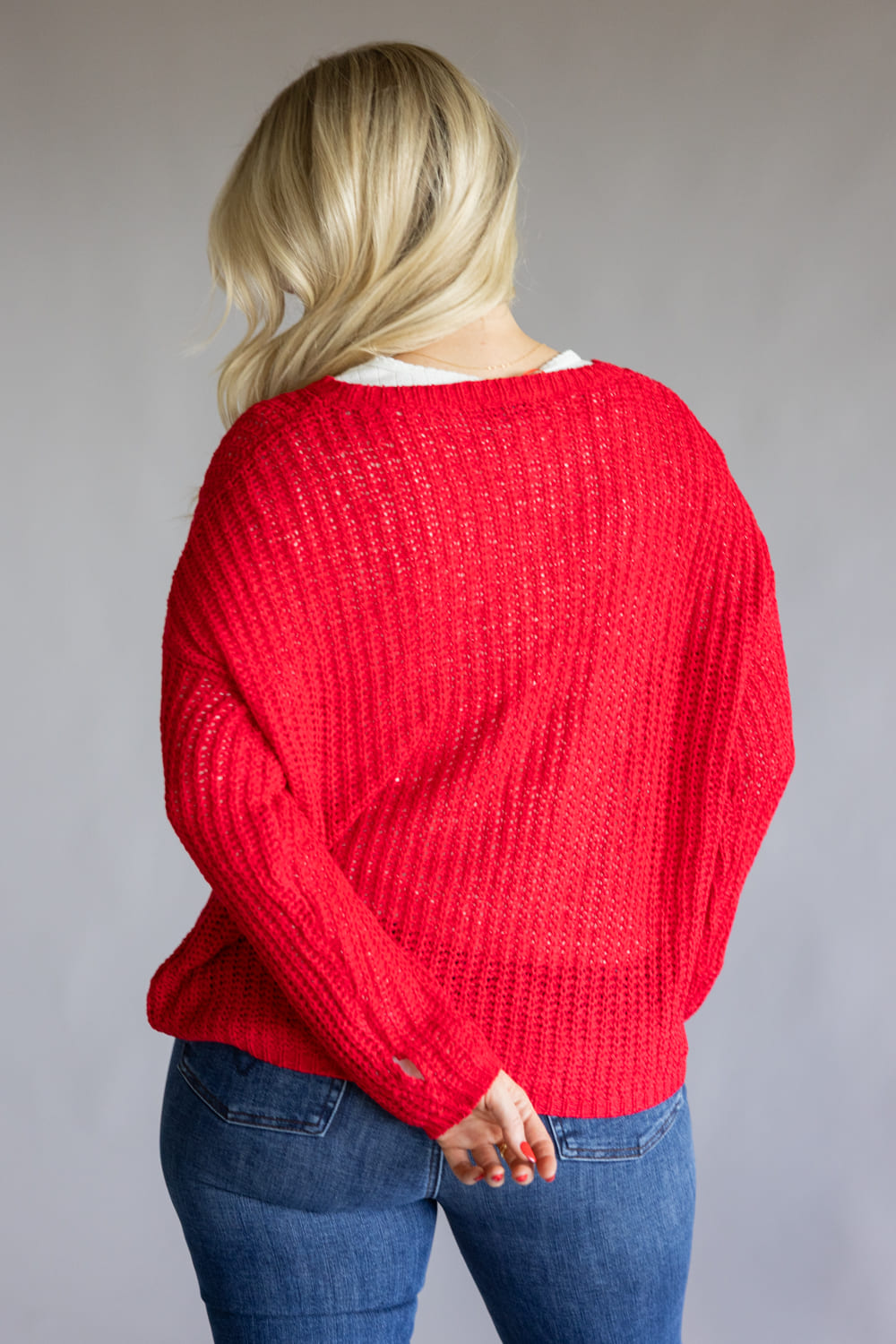 Miracle Heart Crochet Sweater for Women in Red