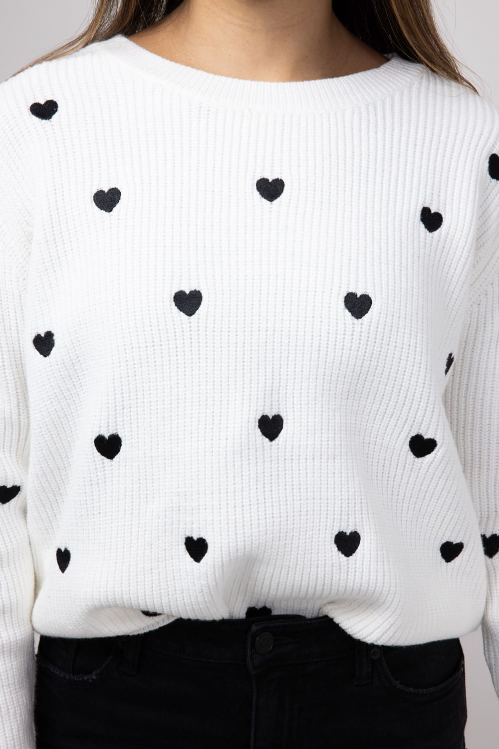 Miracle Heart Sweater for Women in Ivory/Black | W8009-IVORYBLACK