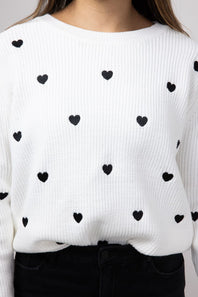 Miracle Heart Sweater for Women in Ivory/Black
