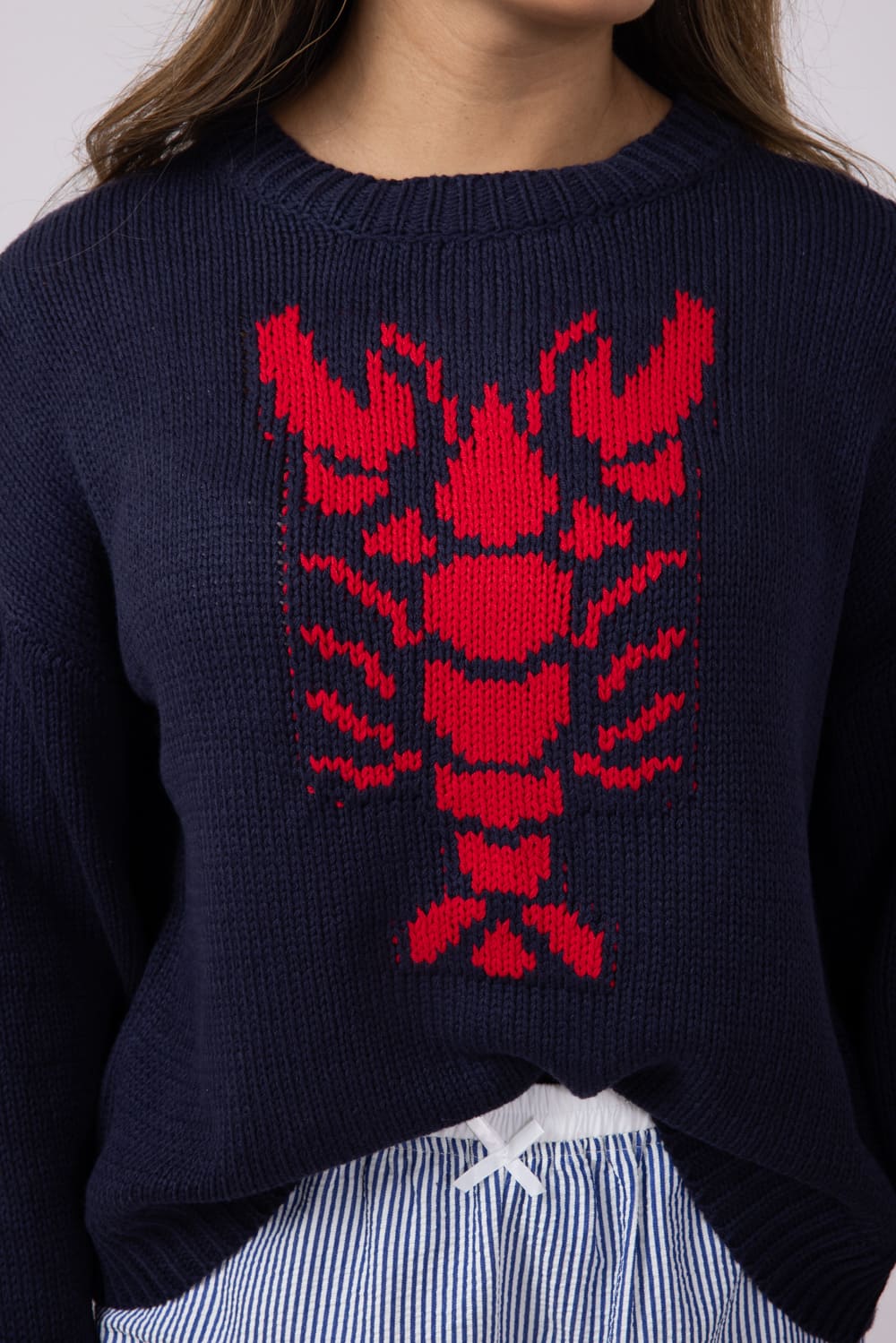 Miracle Lobster Sweater for Women in Navy | W8403-NAVYRED – Glik's