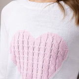 Miracle Textured Heart Sweater for Women in Ivory Pink