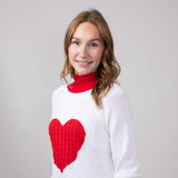 Miracle Textured Heart Sweater for Women in Ivory Red