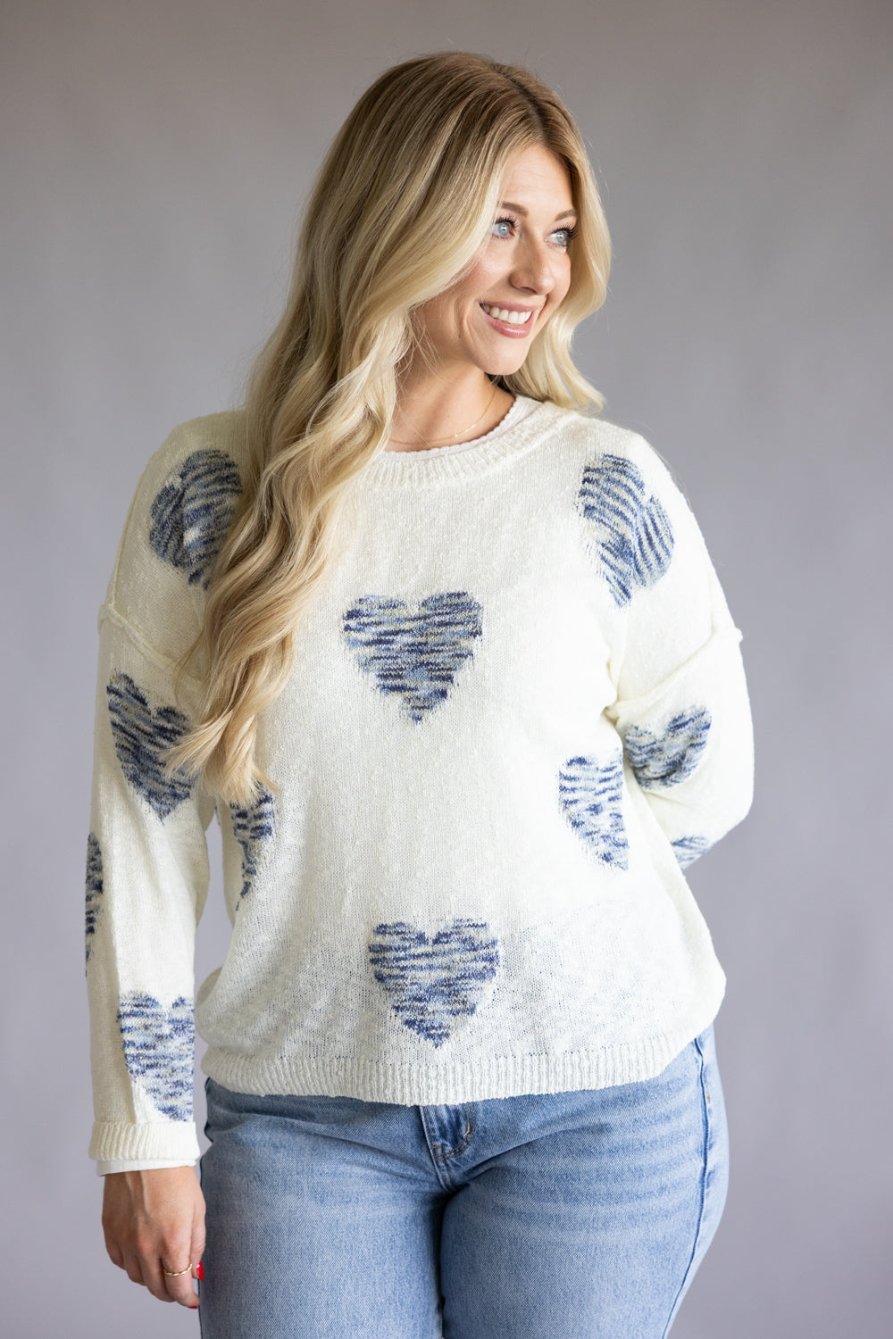 Miracle Tie Dye Heart Sweater for Women in Ivory Multi