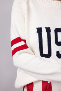 Miracle USA Tripe Sleeve Sweater for Women in Cream