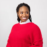 Miracle Waffle Cable Knit Sweater for Women in Red