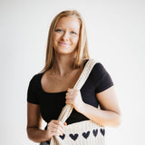 Black Heart Sweater Bag for Women in Beige/Black