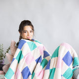 Multicolor Checkered Blanket in White  | KDC-BLKT-19-MUL