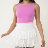 Mustard Seed Smocked Waist Ruffled Skort for Women in White