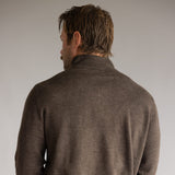 North River Twisted Yarn Button Neck Chenille Sweater for Men in Brown