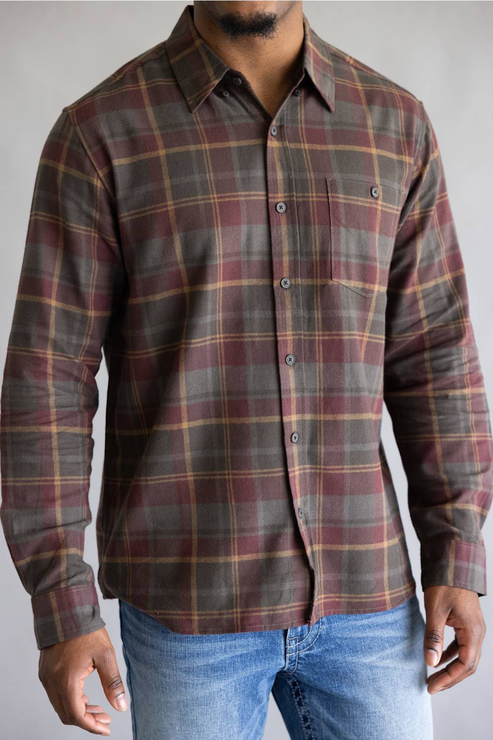 North River Brushed Cotton Shirt for Men in Brown | NRM6500-BROWNSTONE