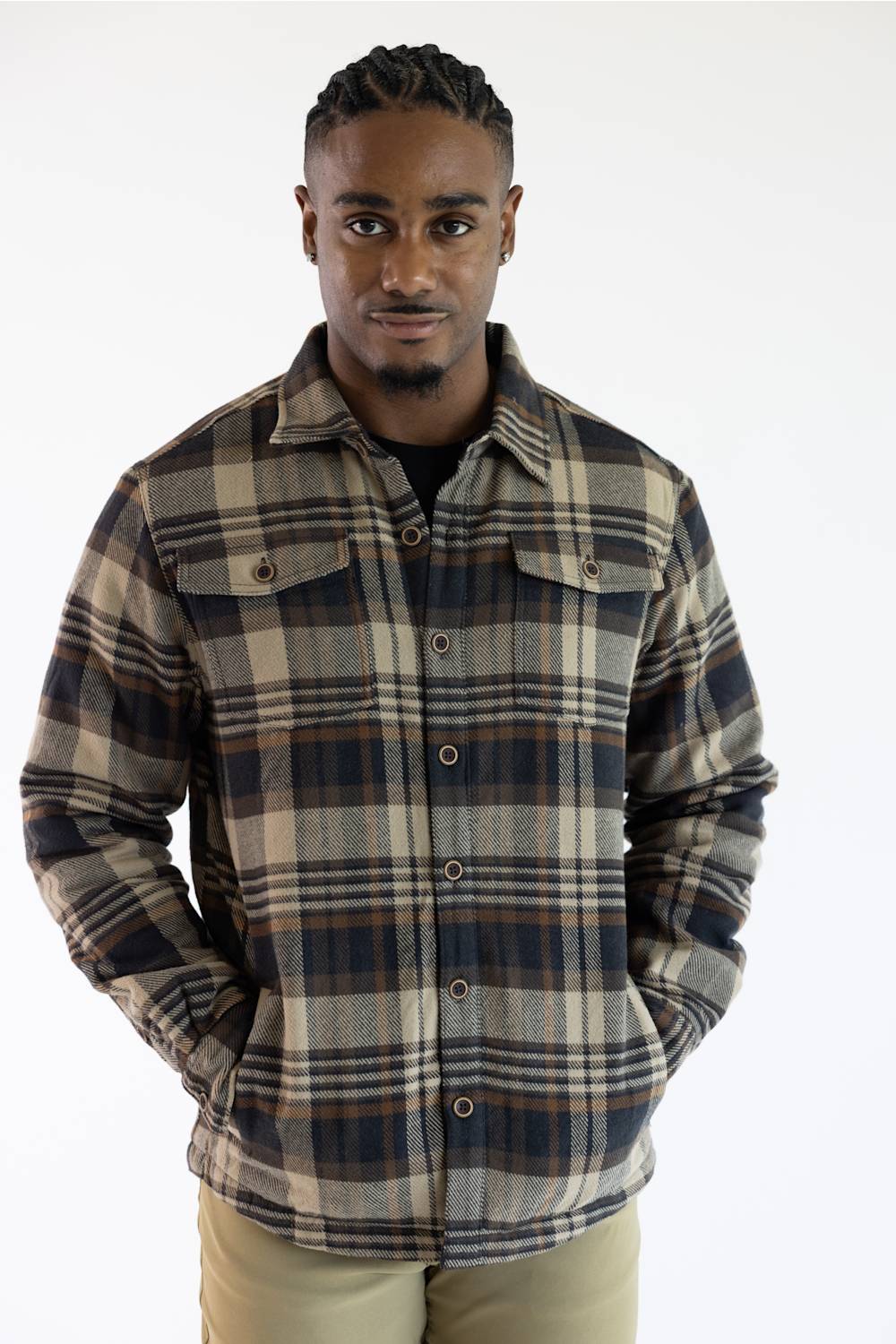 North River Blanket Twill Quilt Lined Shacket for Men in Ganache | NRM8089-GANACHE