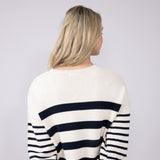 Navy Striped Sweater for Women in Ivory