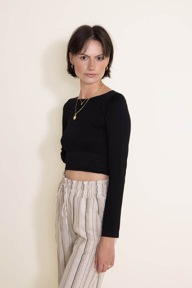 NikiBiki Long Sleeve Ribbed Brami for Women in Black
