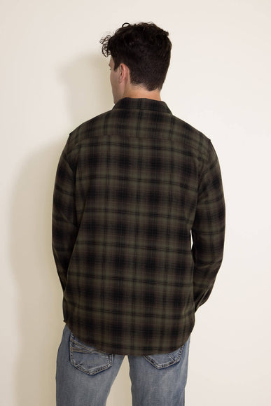 North River Plaid Button Down Flannel Shirt for Men in Olive 