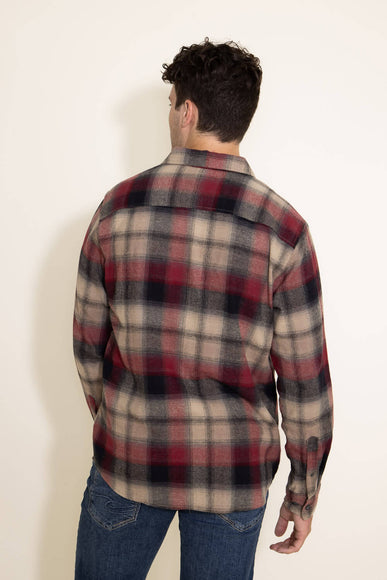 North River Plaid Button Down Flannel Shirt for Men in Red