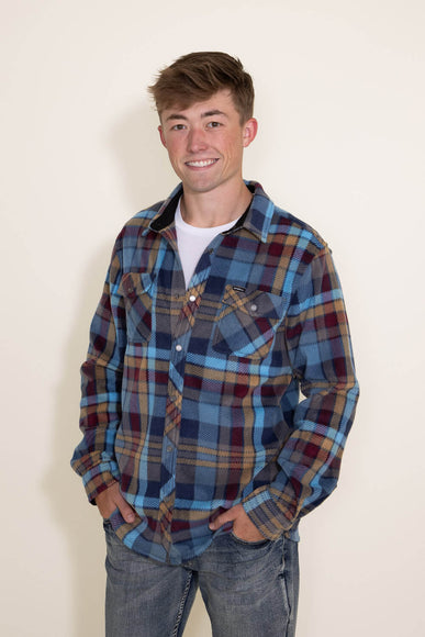 O’Neill Clothing Glacier Plaid Superfleece Shirt Jacket for Men in Blue