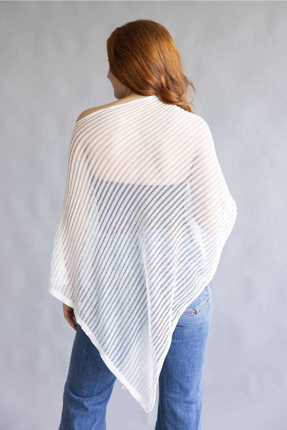 Off the Shoulder Poncho Top for Women in White