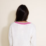 Olivaceous Pickleball Cardigan for Women in White Fuchsia